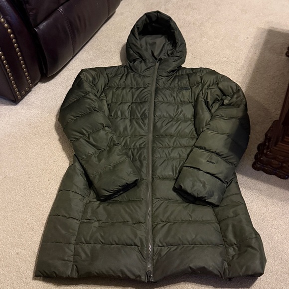 The North Face Metropolis 550 Down Puffer Parka Hooded Dark Olive Green Sz Large - Picture 2 of 12